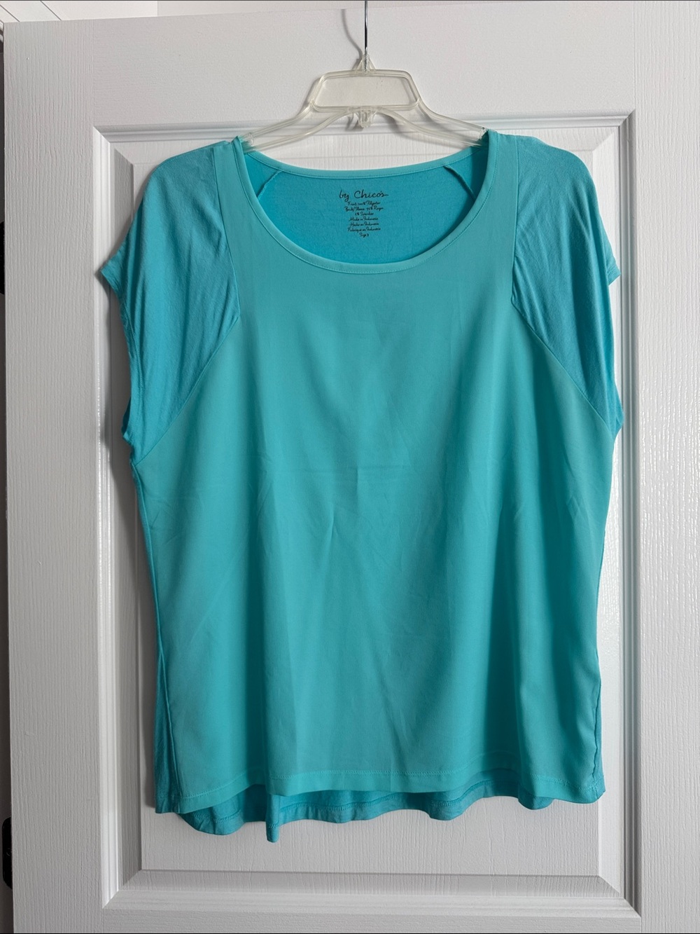 Chico's Turquoise Scoop Neck Short Sleeve Top